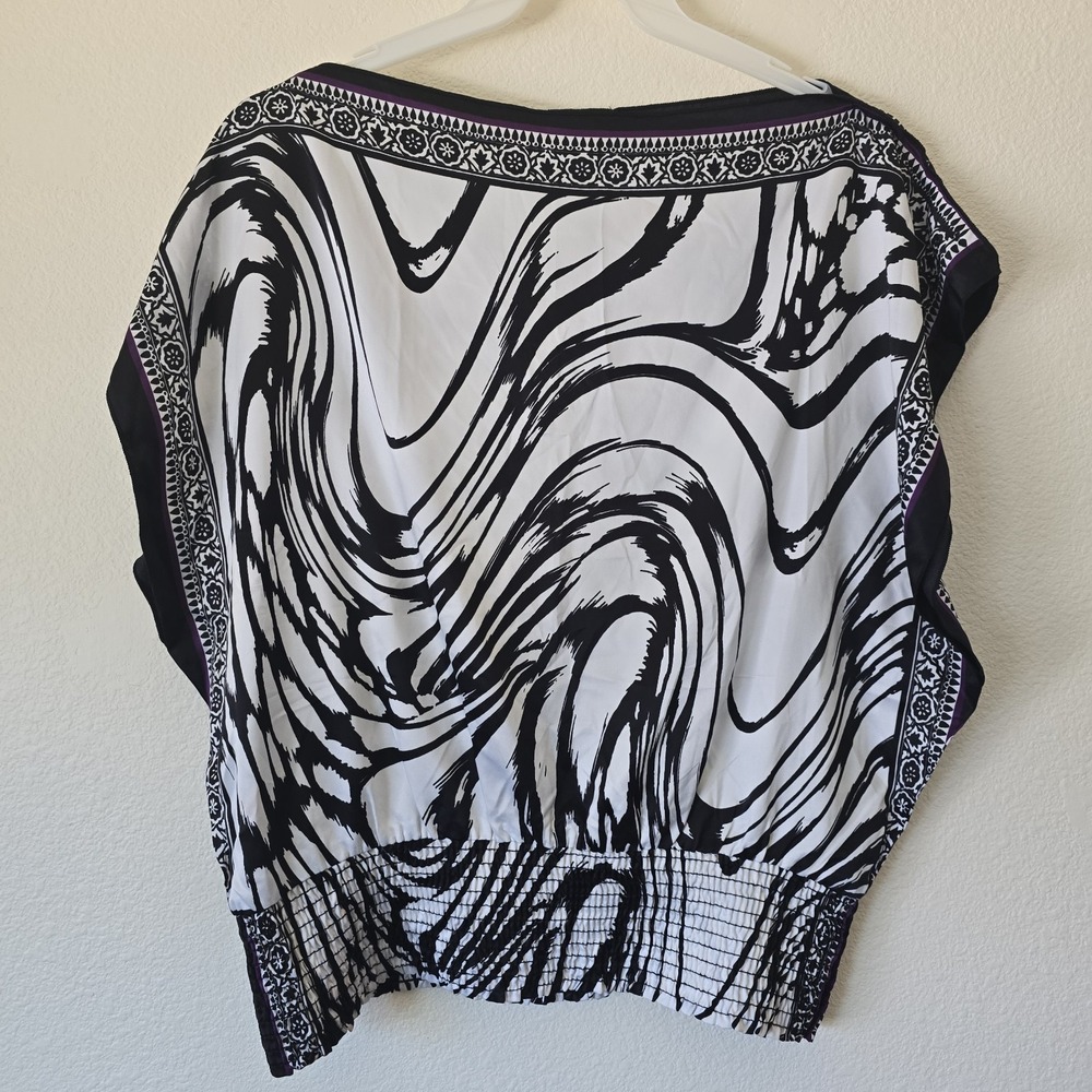 Chime Y2k Blouse Top Women's XL Handkerchief Oversized‎ Box Satin Smocked Waist